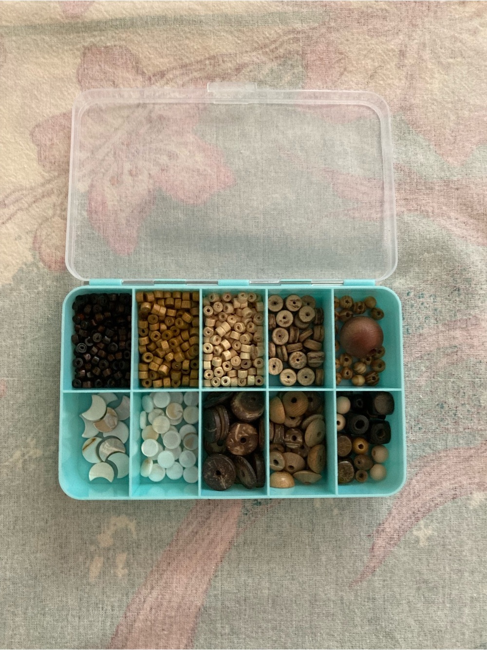 Wood, Coconut and Shell Bead Mix with Organizer